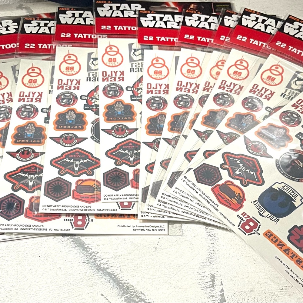 Star Wars Iconic Characters Temporary Tattoo Set - Red, Blue, Black